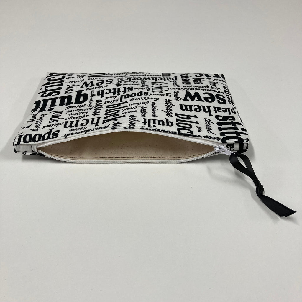 Zip Clutch - Sewing Words on White