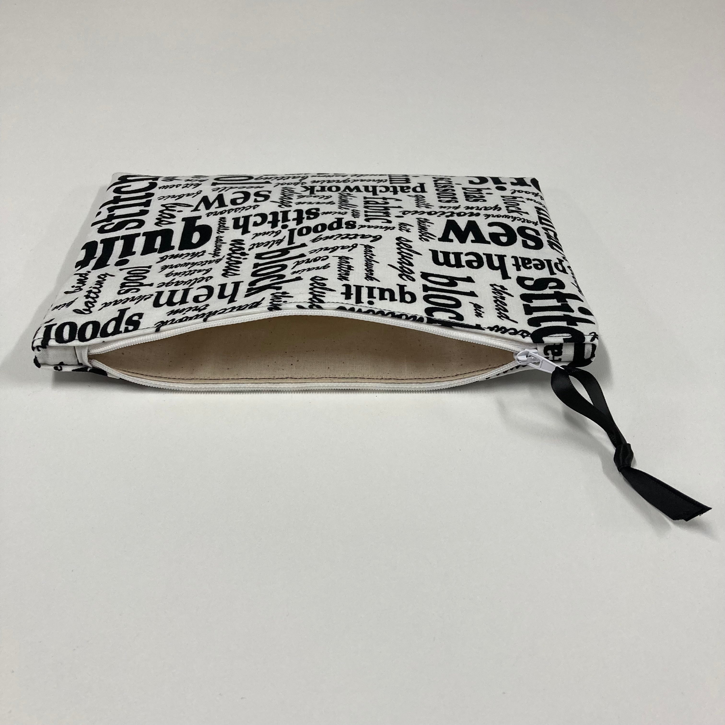 Zip Clutch - Sewing Words on White