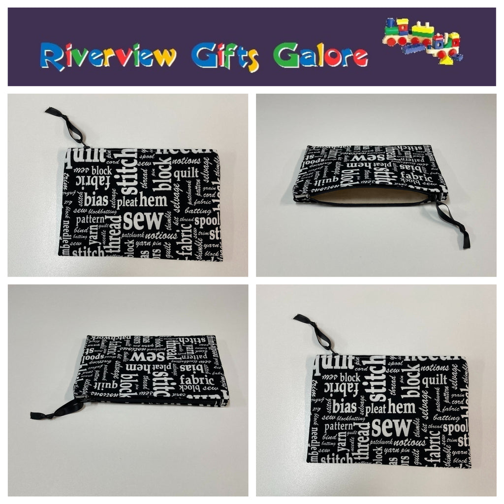 Zip Clutch - Sewing Words on Black