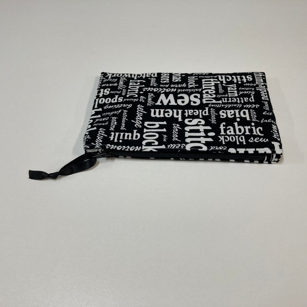 Zip Clutch - Sewing Words on Black