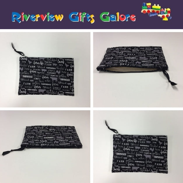 Zip Clutch - Farm Sweet Farm - Charcoal