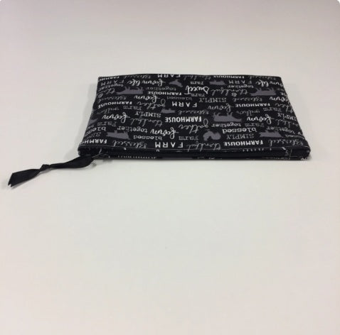 Zip Clutch - Farm Sweet Farm - Charcoal