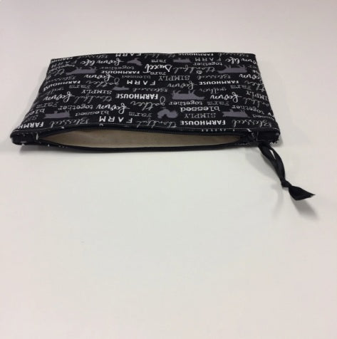 Zip Clutch - Farm Sweet Farm - Charcoal
