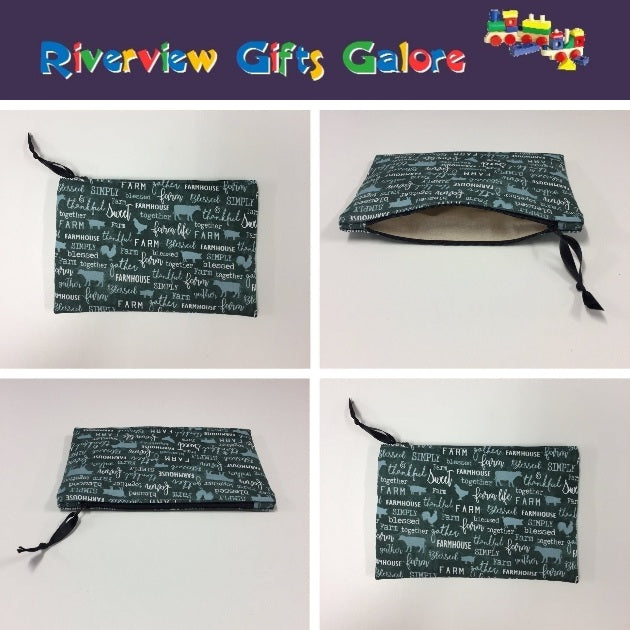 Zip Clutch - Farm Sweet Farm - Teal
