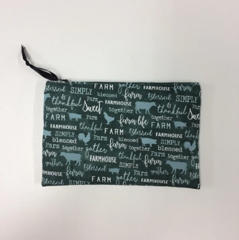 Zip Clutch - Farm Sweet Farm - Teal