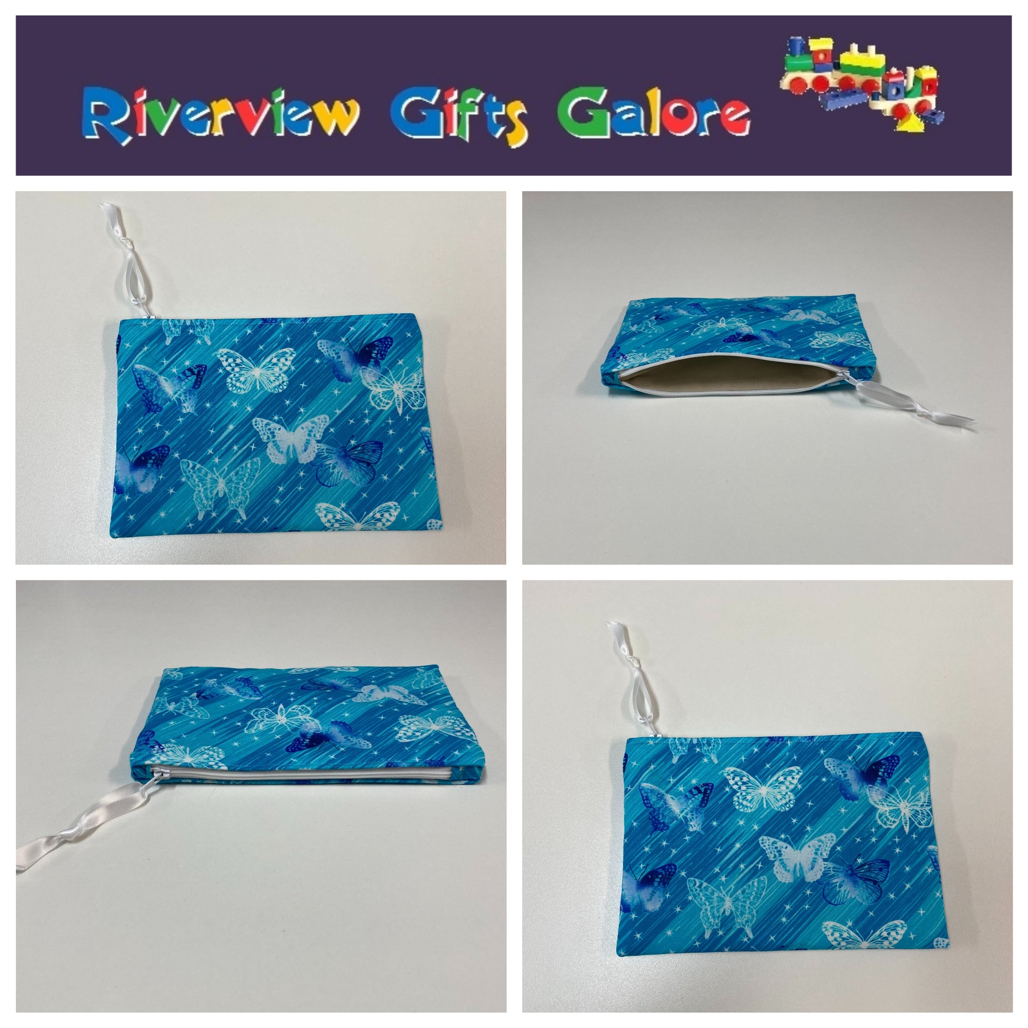 Zip Clutch - Blue Butterflies