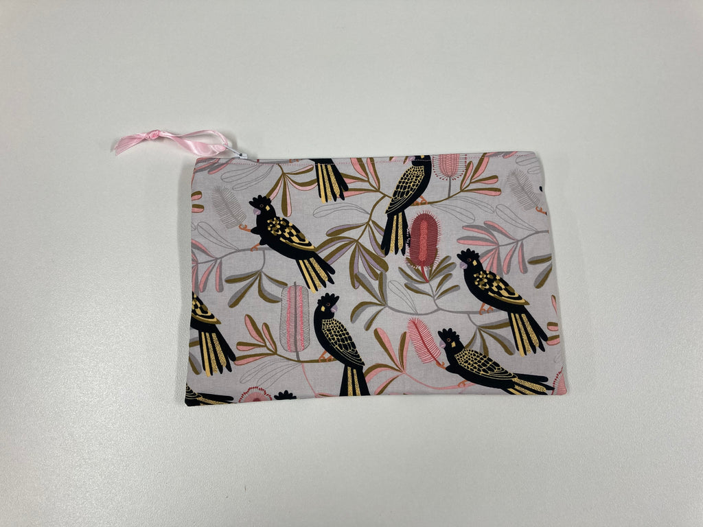Zip Clutch - Black Cockatoo