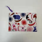 Zip Clutch - Australian Animals on White