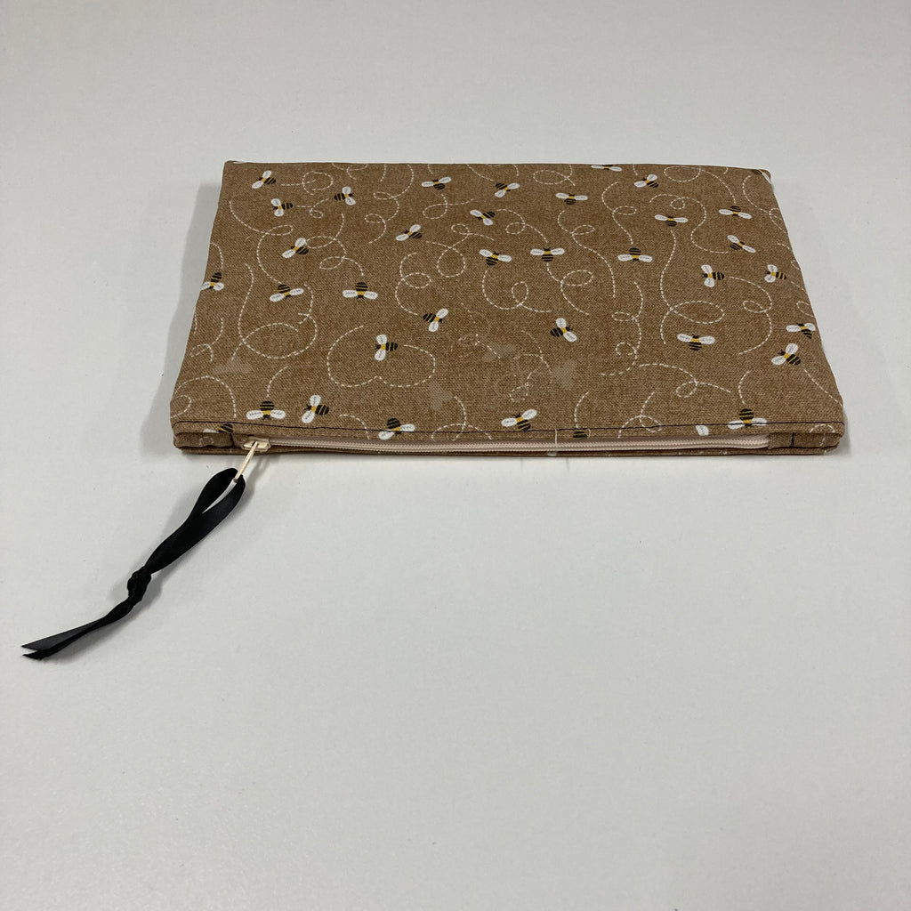 Zip Clutch - Bees on Taupe