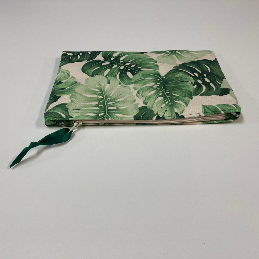 Zip Clutch - Leaves on Cream