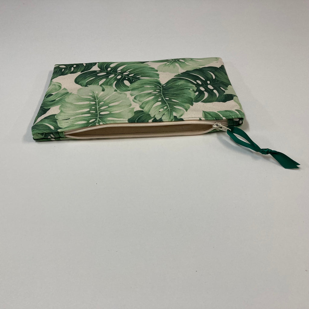 Zip Clutch - Leaves on Cream