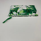 Zip Clutch - Tropical Leaves on White