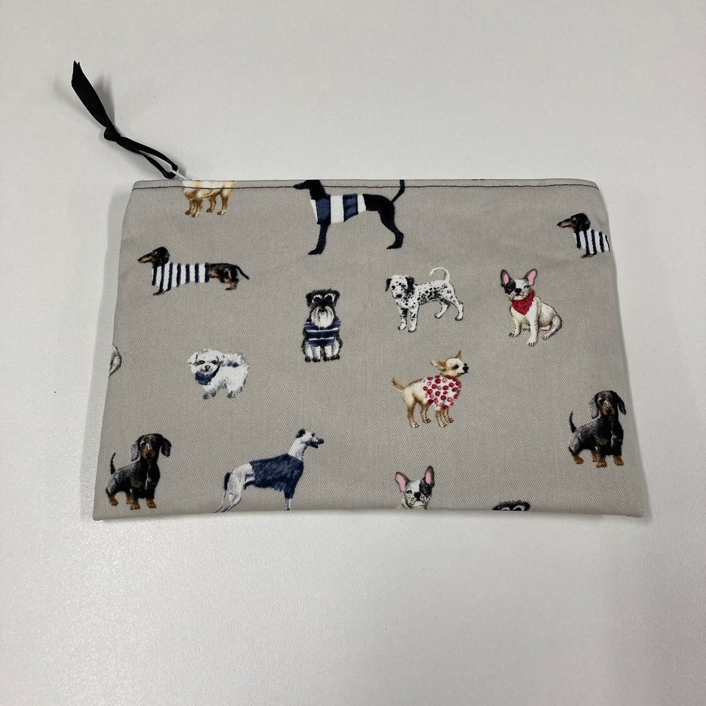 Zip Clutch - Dogs on Taupe