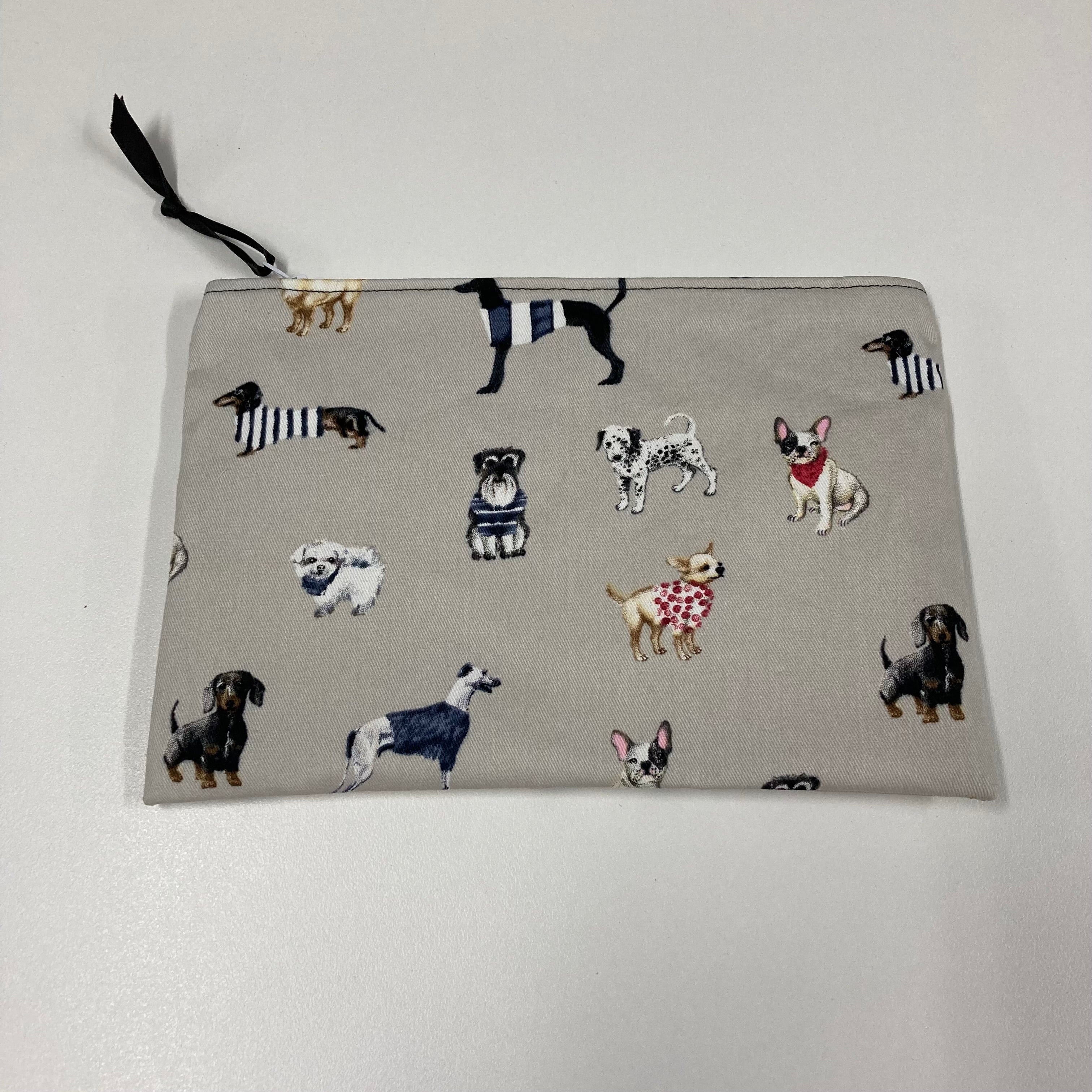 Zip Clutch - Dogs on Taupe