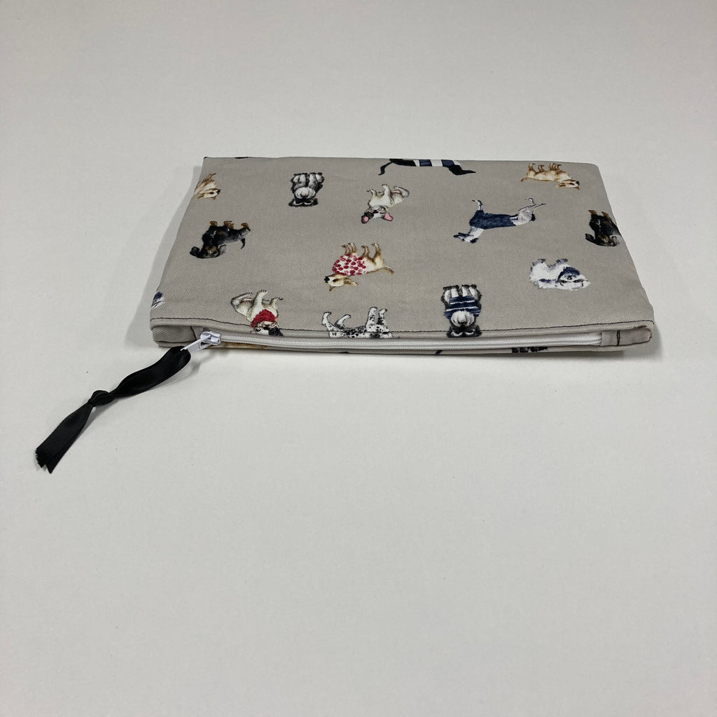 Zip Clutch - Dogs on Taupe
