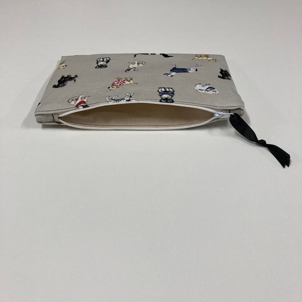 Zip Clutch - Dogs on Taupe