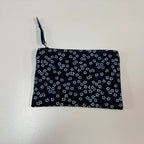 Zip Clutch - White Flowers on Ink