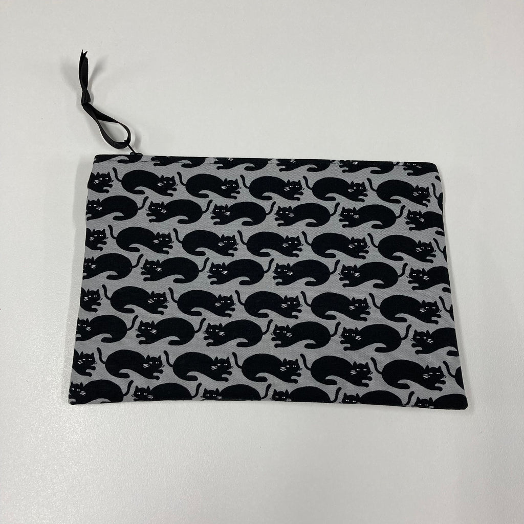 Zip Clutch - Black Cats on Dark Grey