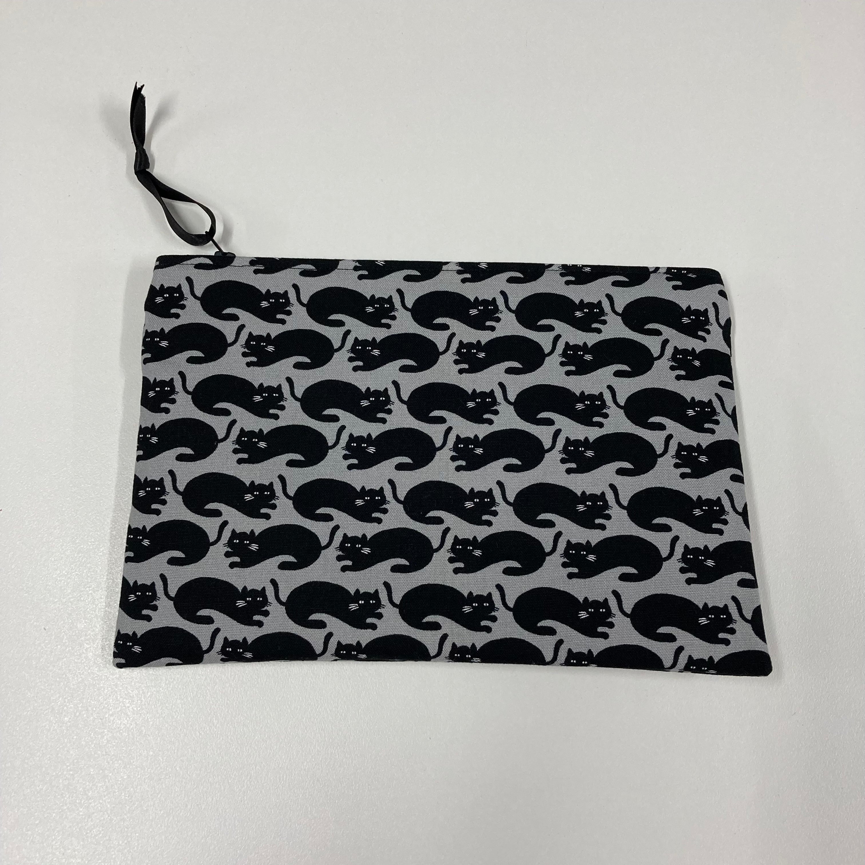 Zip Clutch - Black Cats on Dark Grey