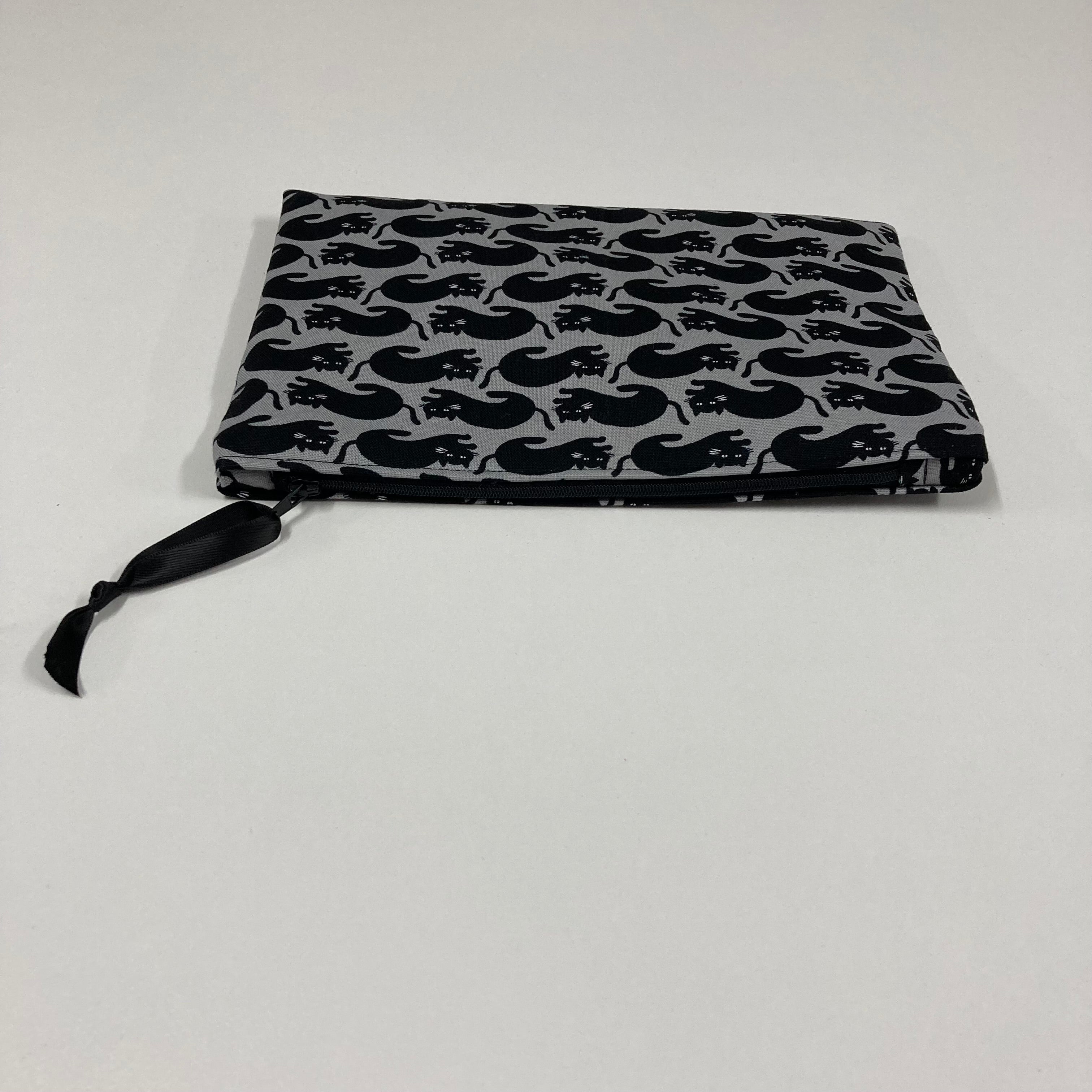 Zip Clutch - Black Cats on Dark Grey