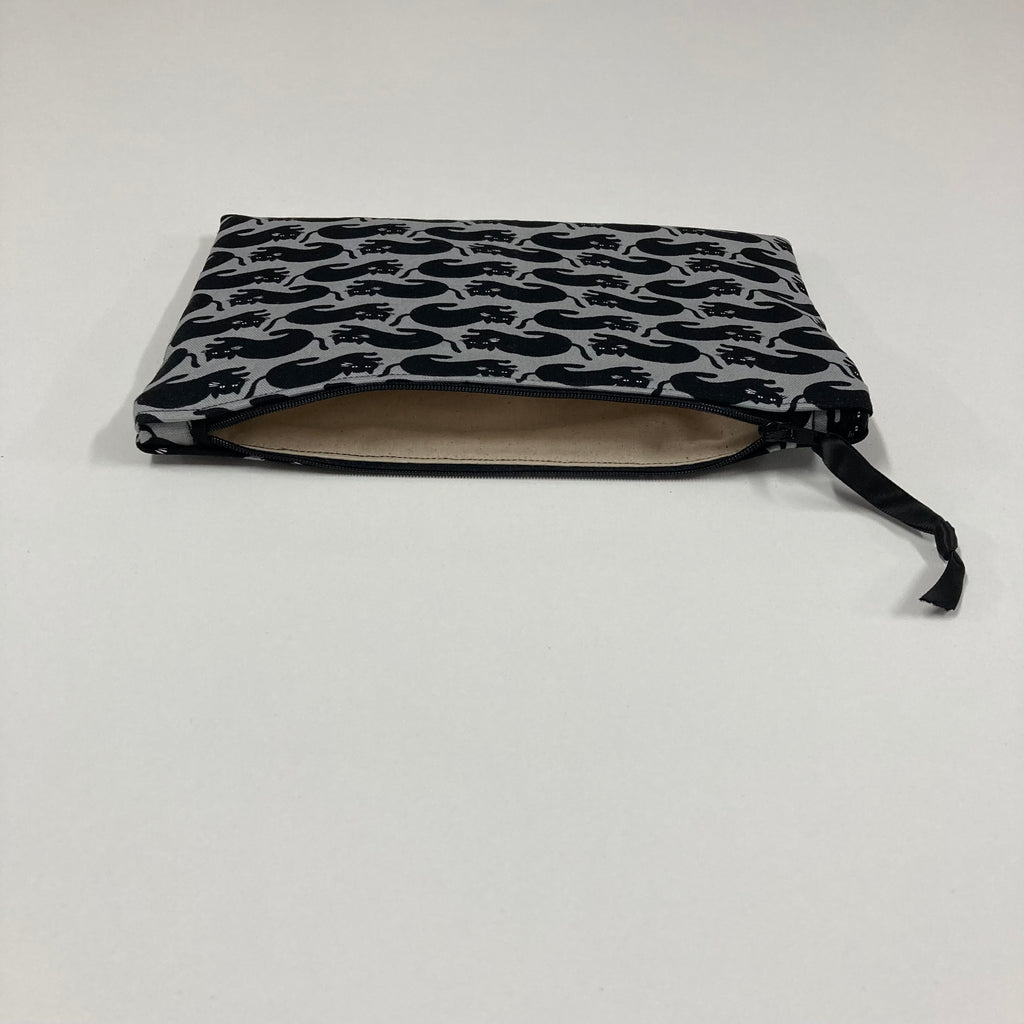 Zip Clutch - Black Cats on Dark Grey