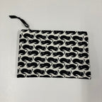 Zip Clutch - Black Cats on White