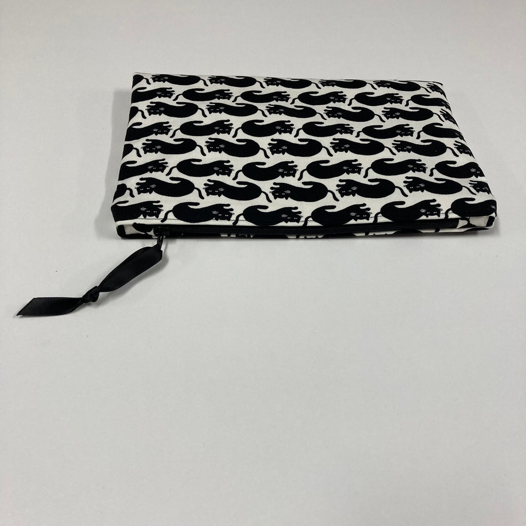 Zip Clutch - Black Cats on White