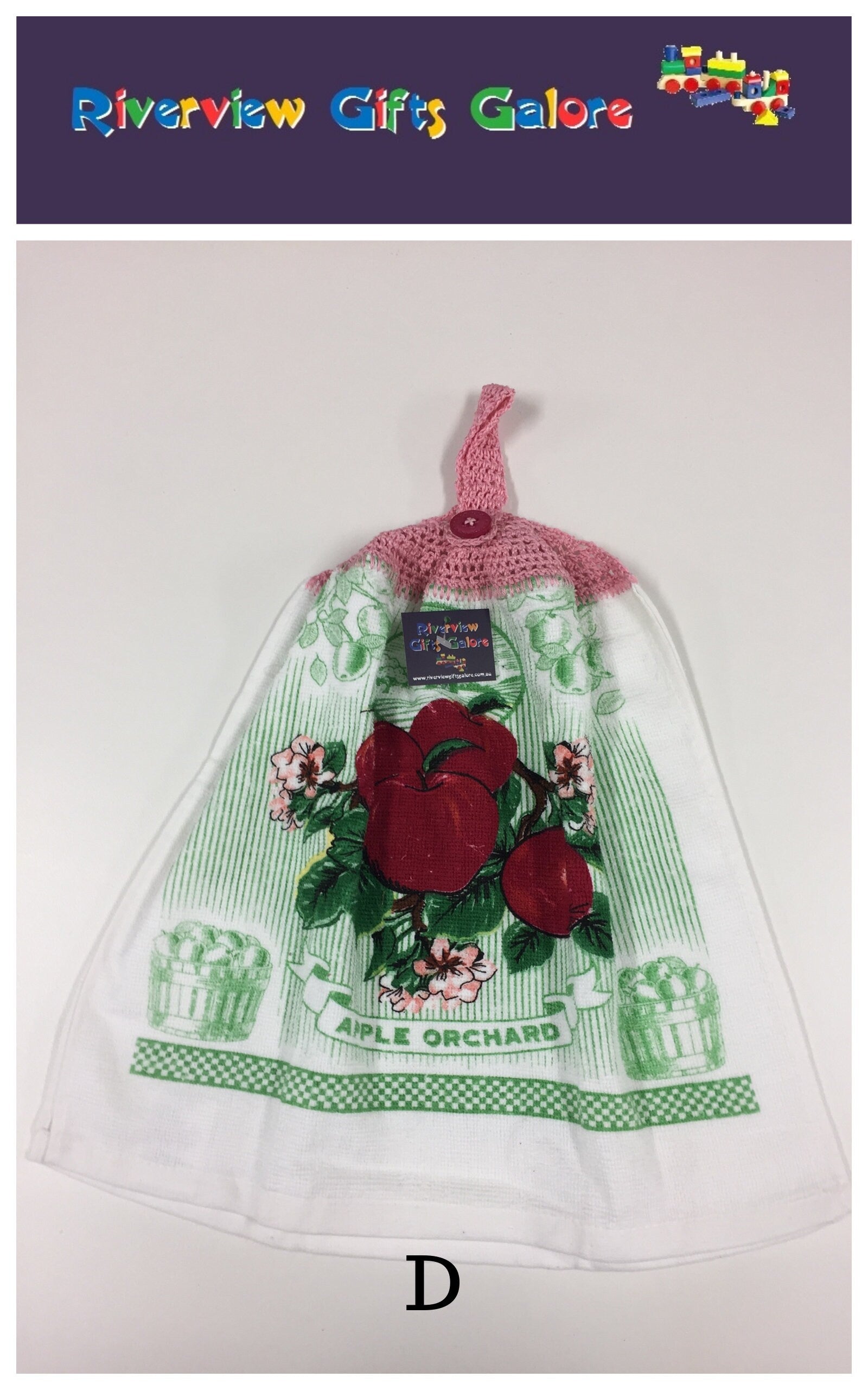 Crochet Top Hand Towel / Tea Towel (Double Thickness) - Apple Orchard