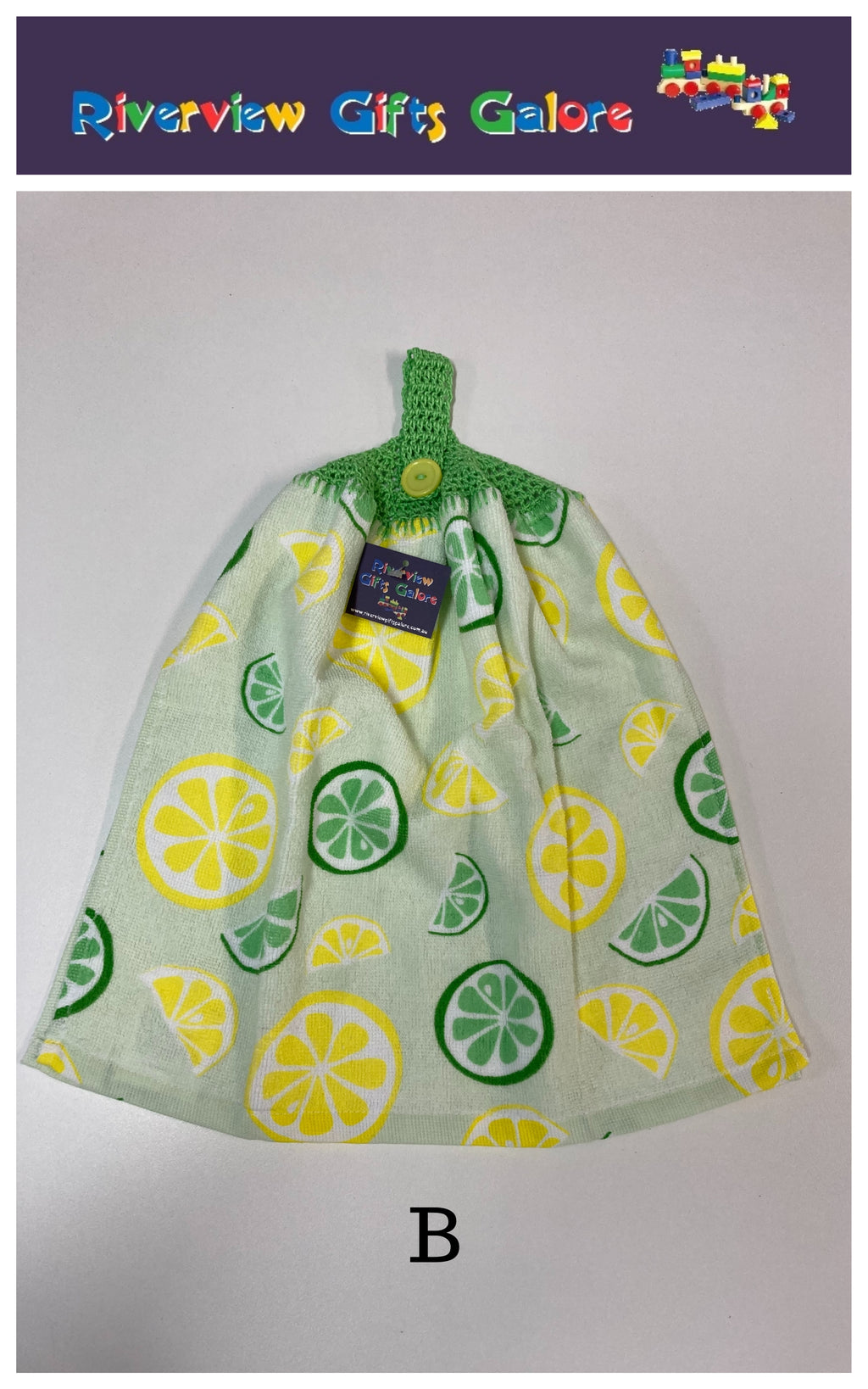 Crochet Top Hand Towel / Tea Towel (Double Thickness) - Lemons and Limes