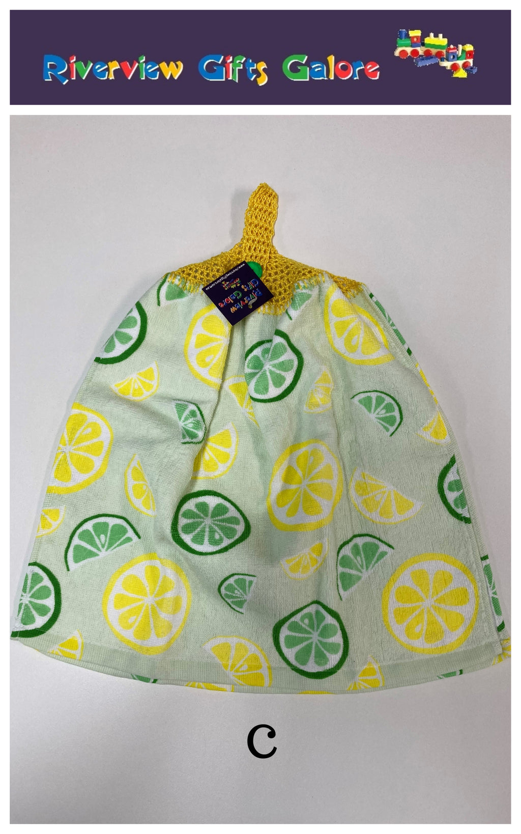 Crochet Top Hand Towel / Tea Towel (Double Thickness) - Lemons and Limes