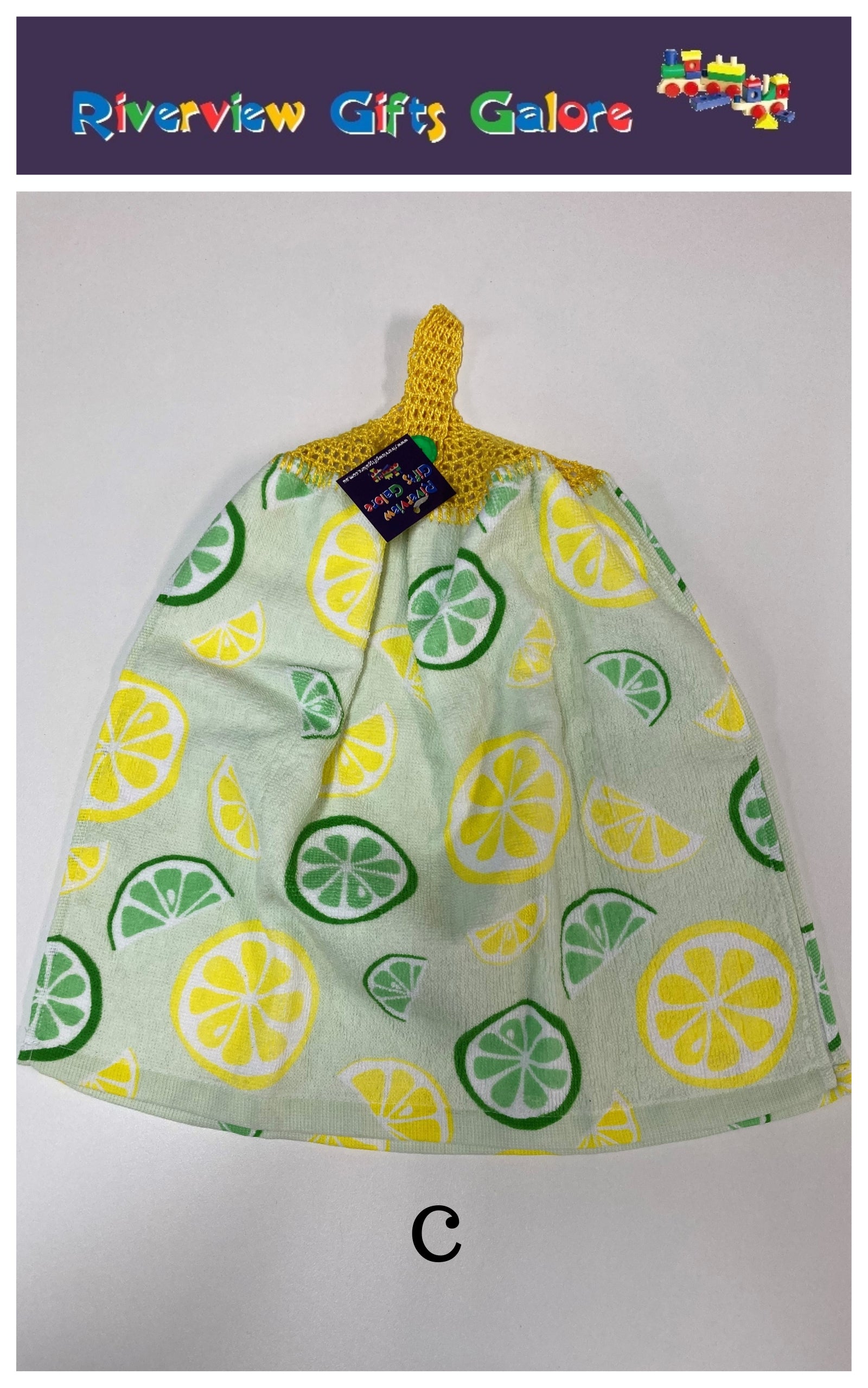 Crochet Top Hand Towel / Tea Towel (Double Thickness) - Lemons and Limes