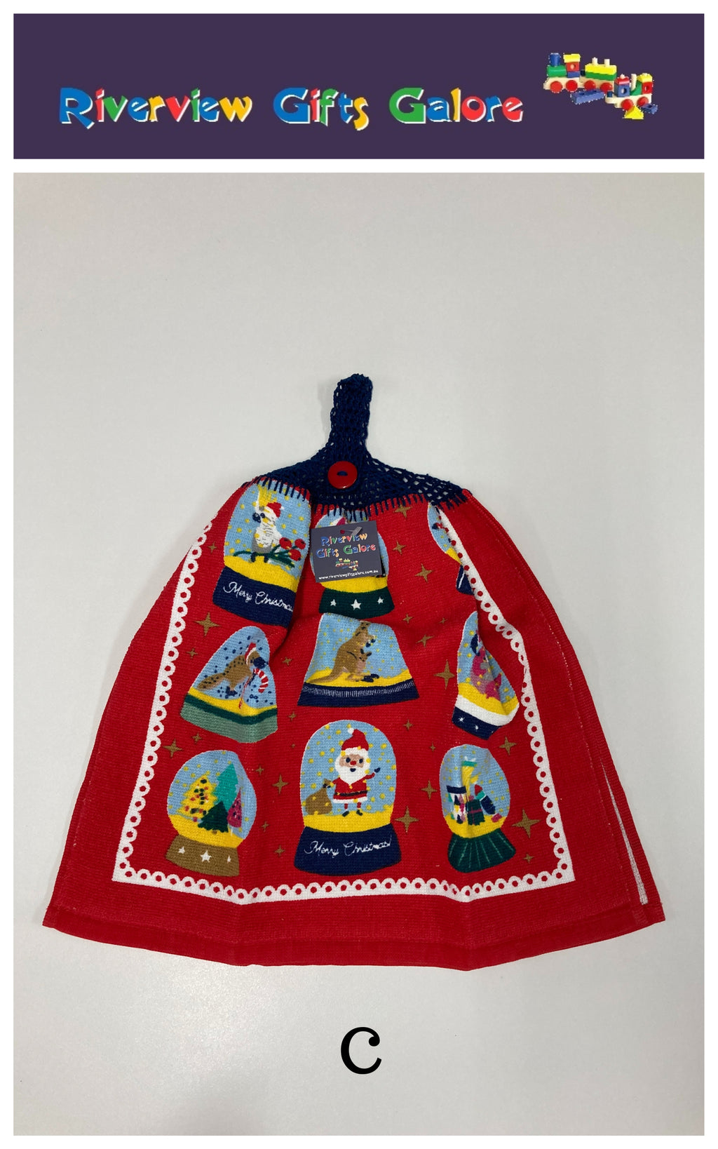 Crochet Top Hand Towel / Tea Towel (Double Thickness) - Christmas Snow Globes