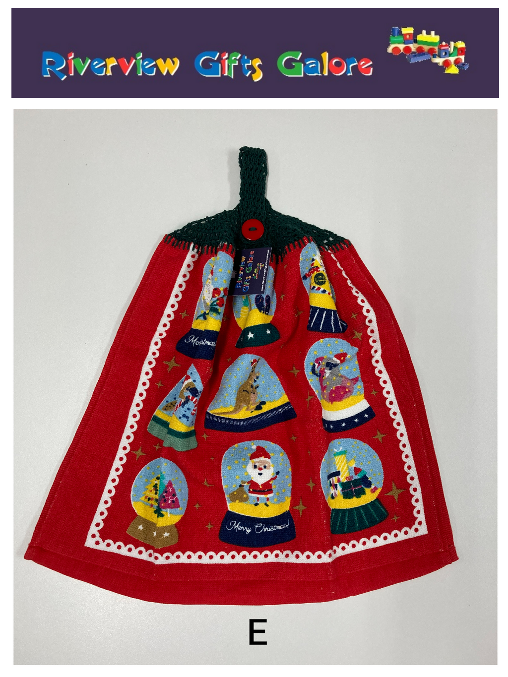 Crochet Top Hand Towel / Tea Towel (Double Thickness) - Christmas Snow Globes