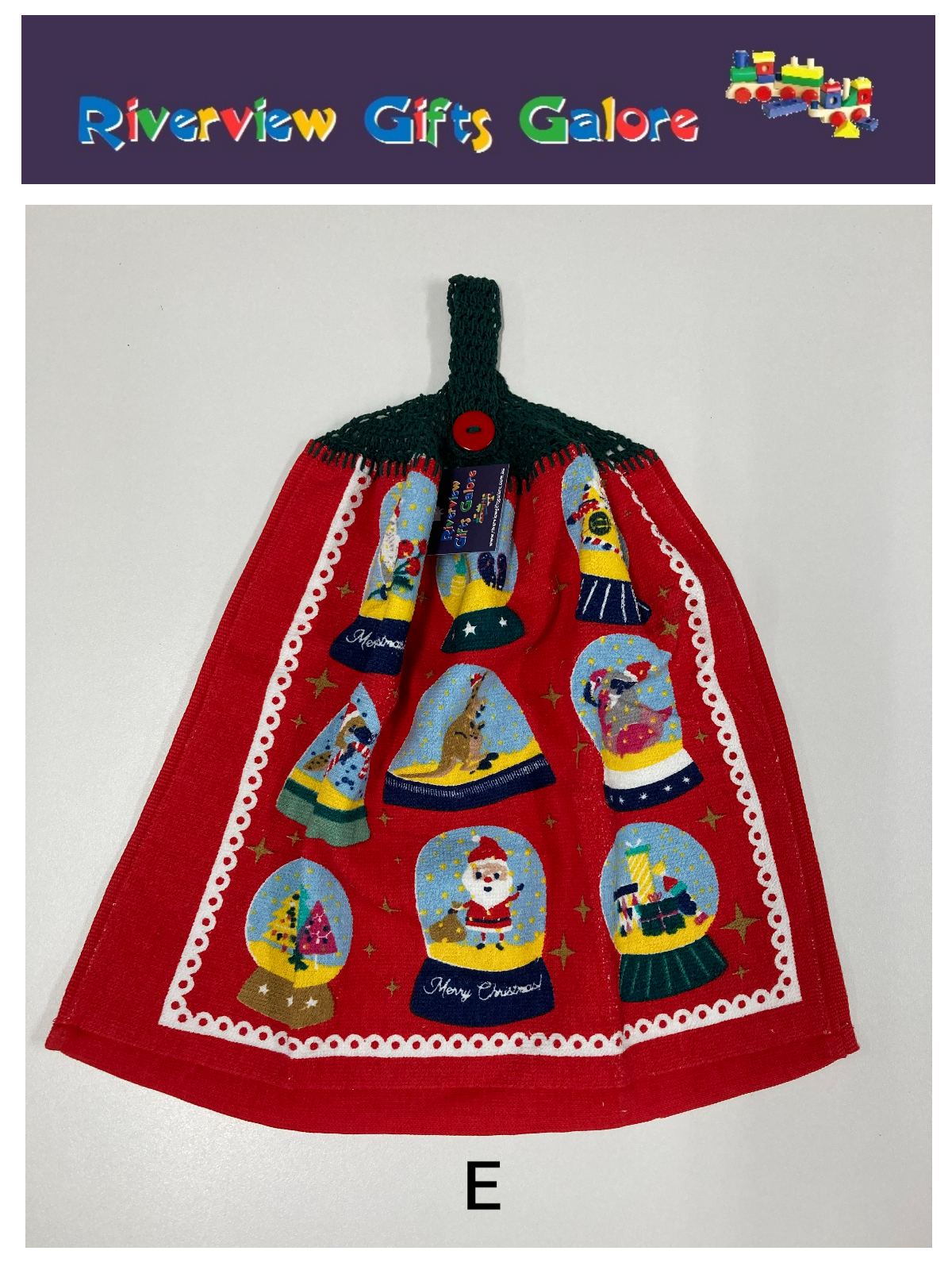 Crochet Top Hand Towel / Tea Towel (Double Thickness) - Christmas Snow Globes