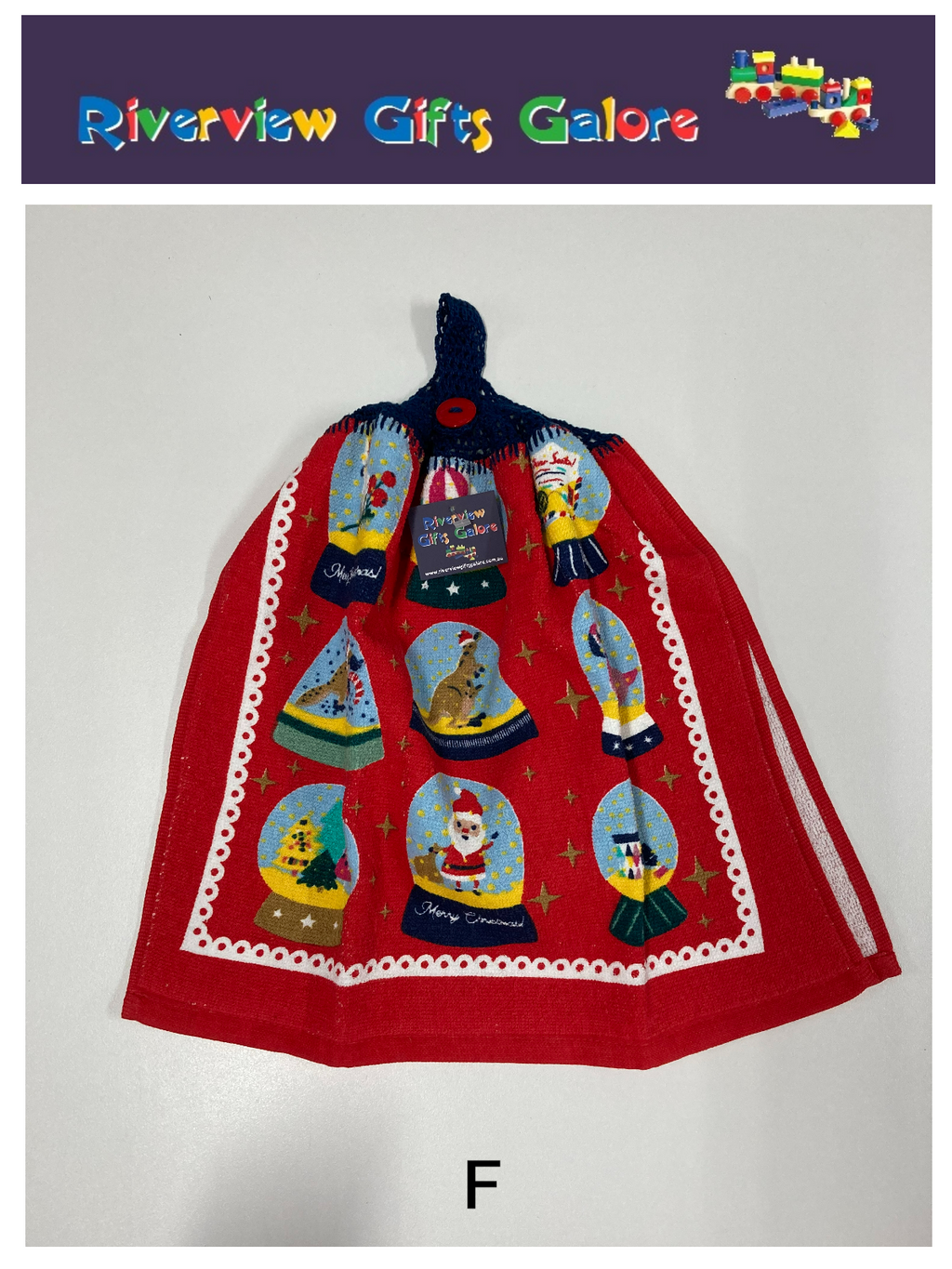 Crochet Top Hand Towel / Tea Towel (Double Thickness) - Christmas Snow Globes