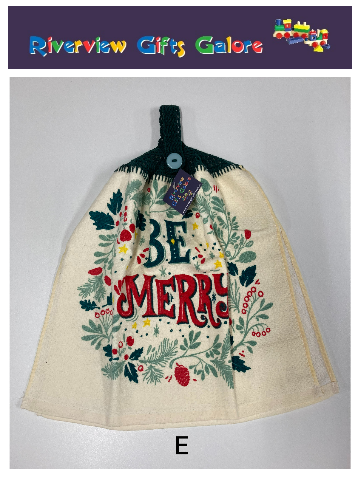 Crochet Top Hand Towel / Tea Towel (Double Thickness) - Be Merry