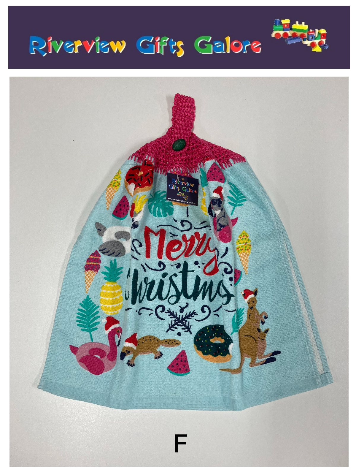 Crochet Top Hand Towel / Tea Towel (Double Thickness) - Merry Christmas