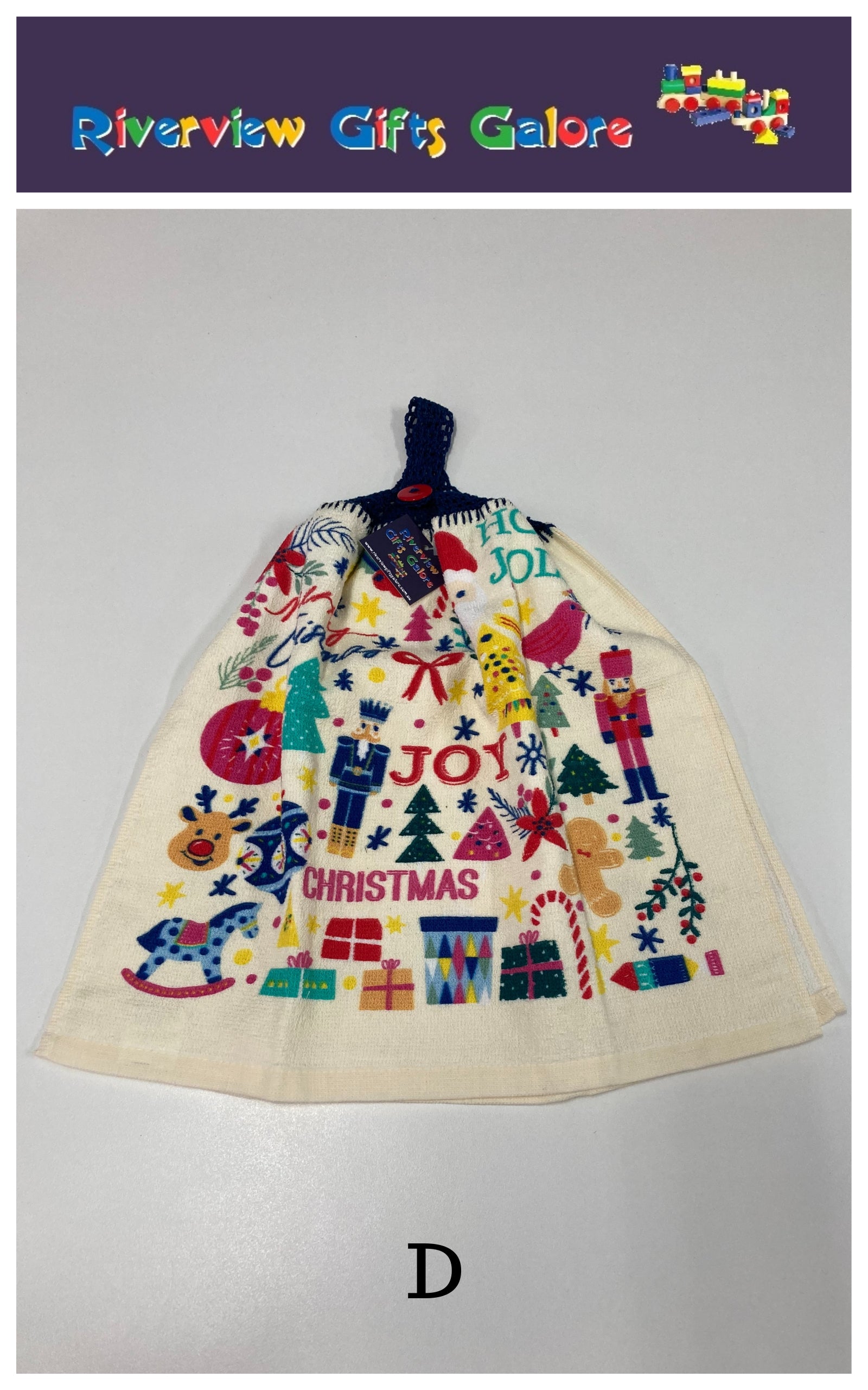 Crochet Top Hand Towel / Tea Towel (Double Thickness) - Christmas Joy