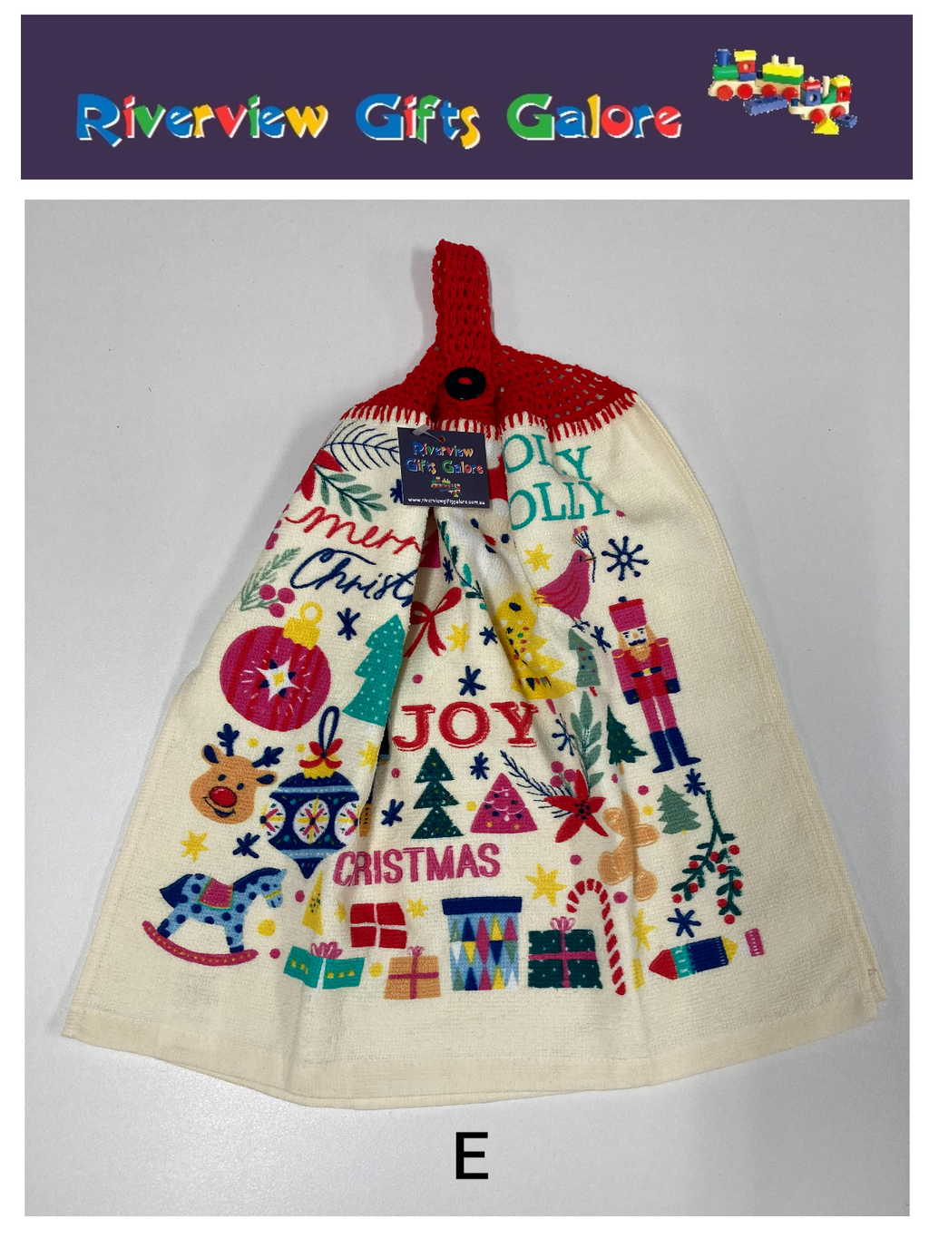 Crochet Top Hand Towel / Tea Towel (Double Thickness) - Christmas Joy