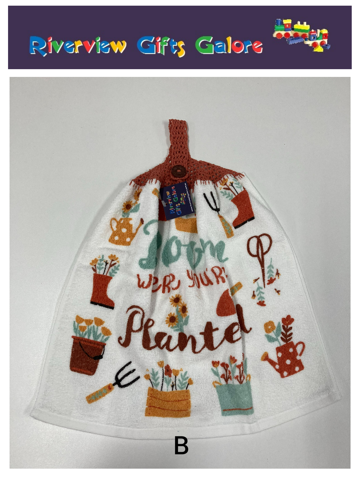 Crochet Top Hand Towel / Tea Towel (Double Thickness) - Bloom Where You're Planted