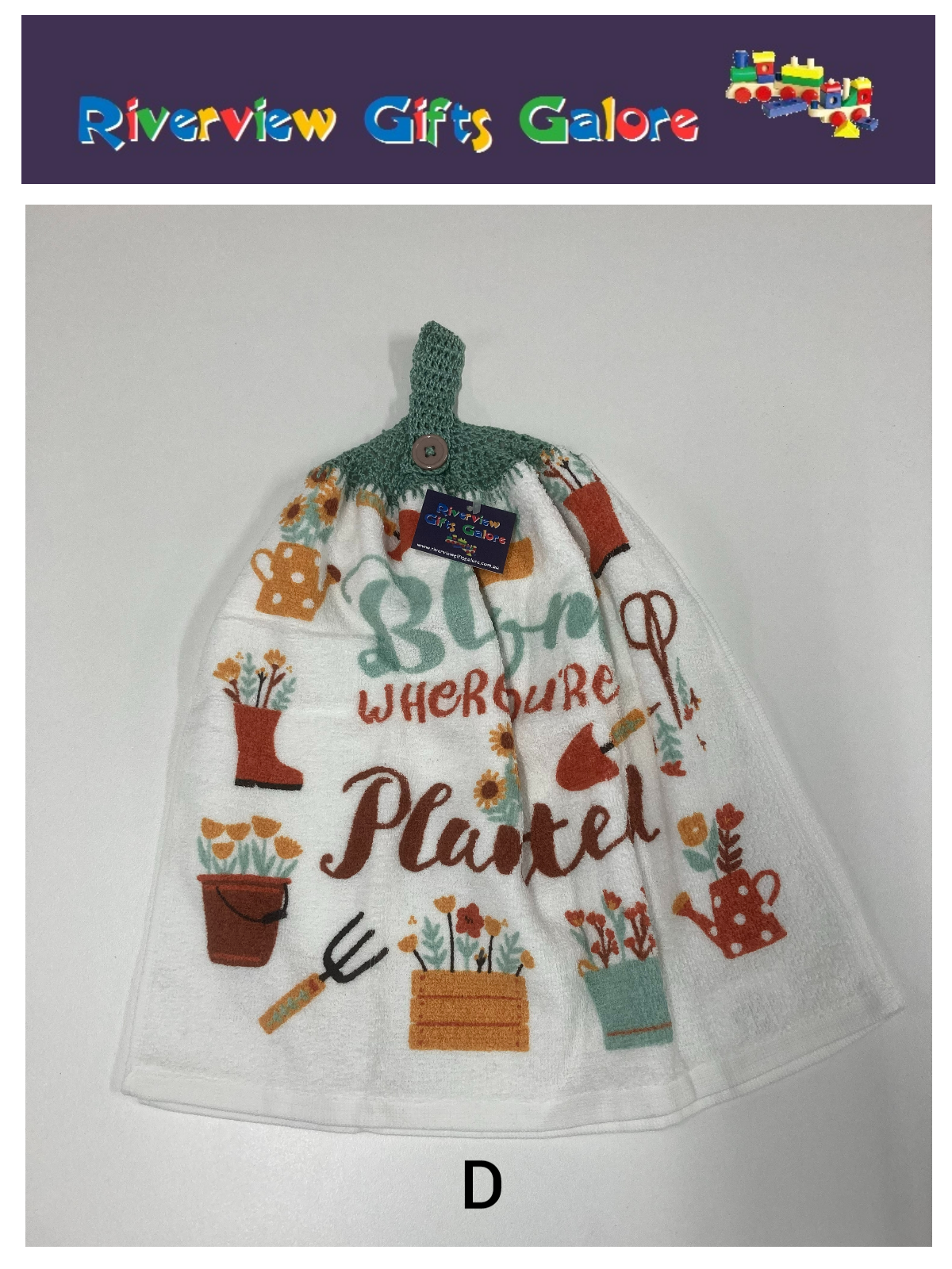 Crochet Top Hand Towel / Tea Towel (Double Thickness) - Bloom Where You're Planted
