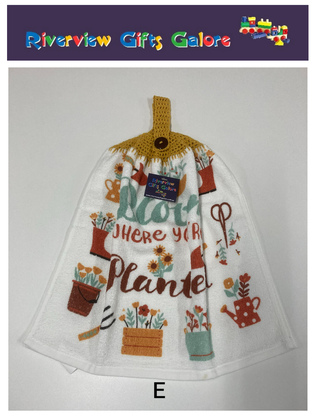 Crochet Top Hand Towel / Tea Towel (Double Thickness) - Bloom Where You're Planted