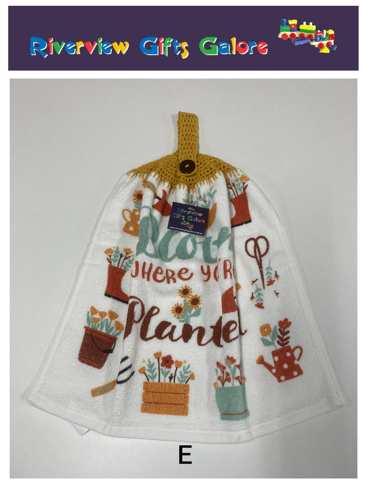 Crochet Top Hand Towel / Tea Towel (Double Thickness) - Bloom Where You're Planted