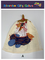 Crochet Top Hand Towel / Tea Towel (Double Thickness) - Chickens