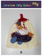Crochet Top Hand Towel / Tea Towel (Double Thickness) - Chickens