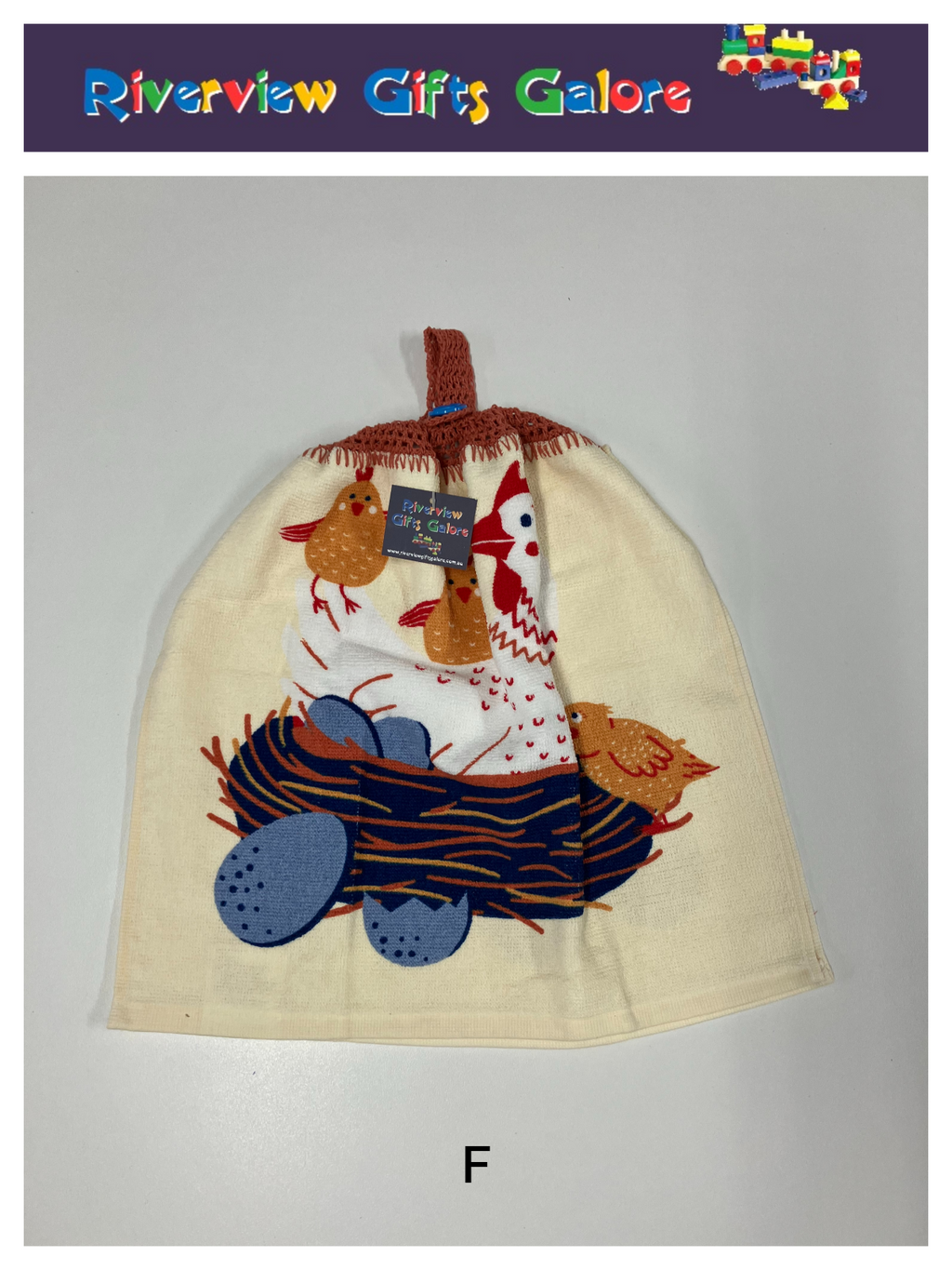 Crochet Top Hand Towel / Tea Towel (Double Thickness) - Chickens