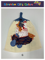 Crochet Top Hand Towel / Tea Towel (Double Thickness) - Chickens