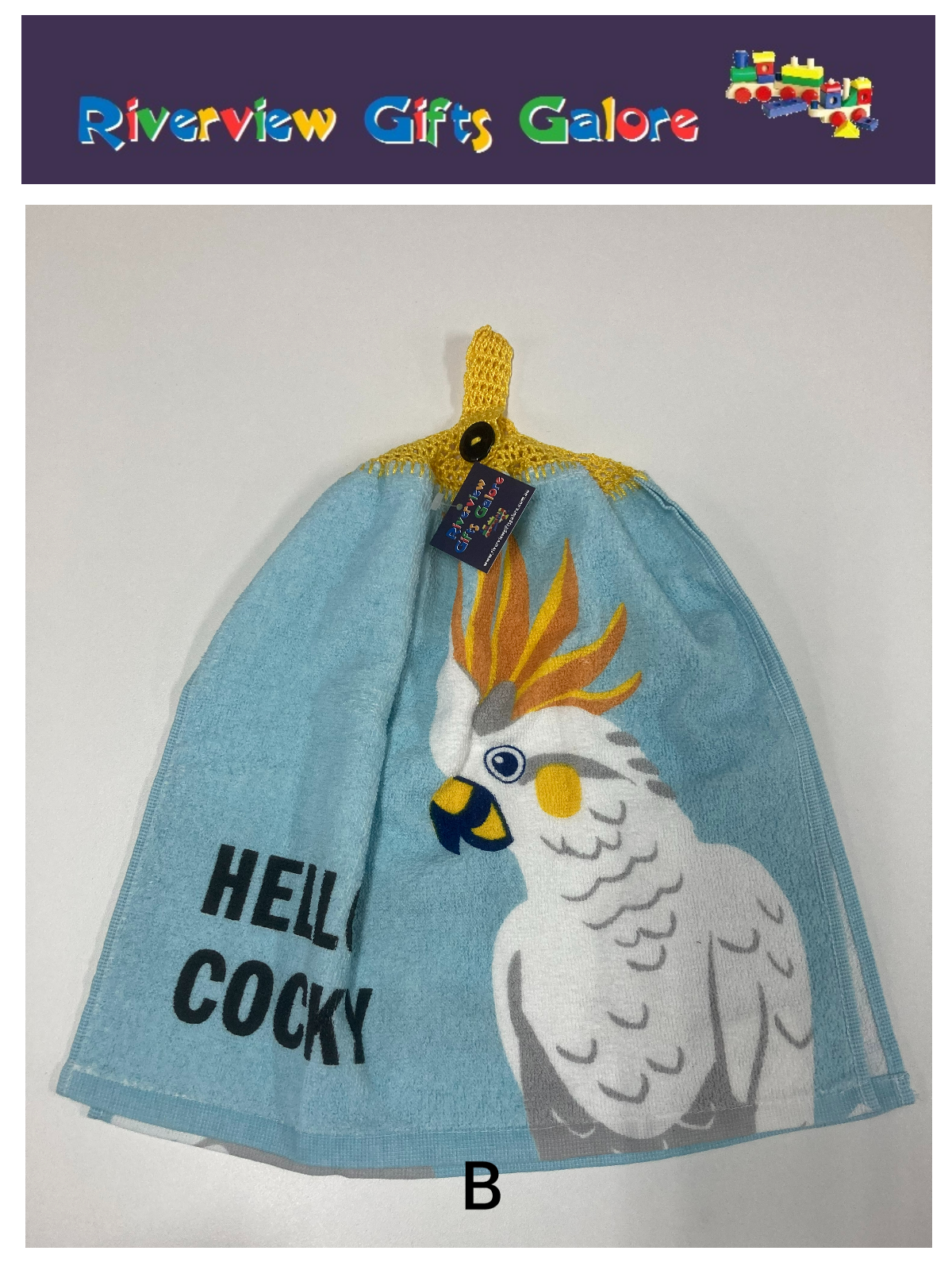 Crochet Top Hand Towel / Tea Towel (Double Thickness) - Hello Cocky