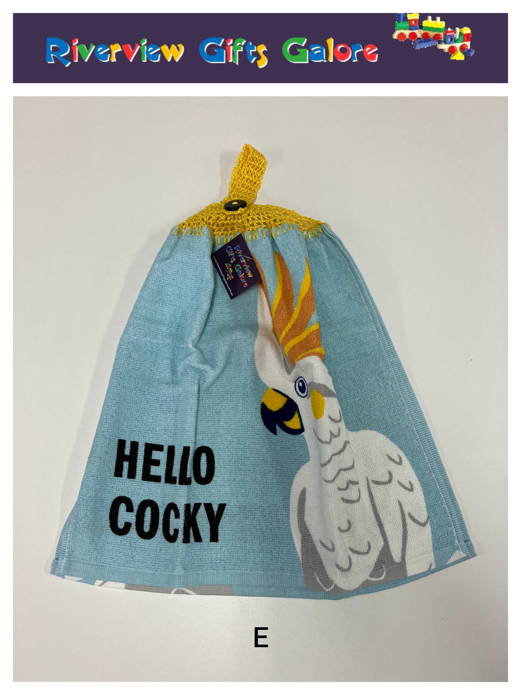 Crochet Top Hand Towel / Tea Towel (Double Thickness) - Hello Cocky