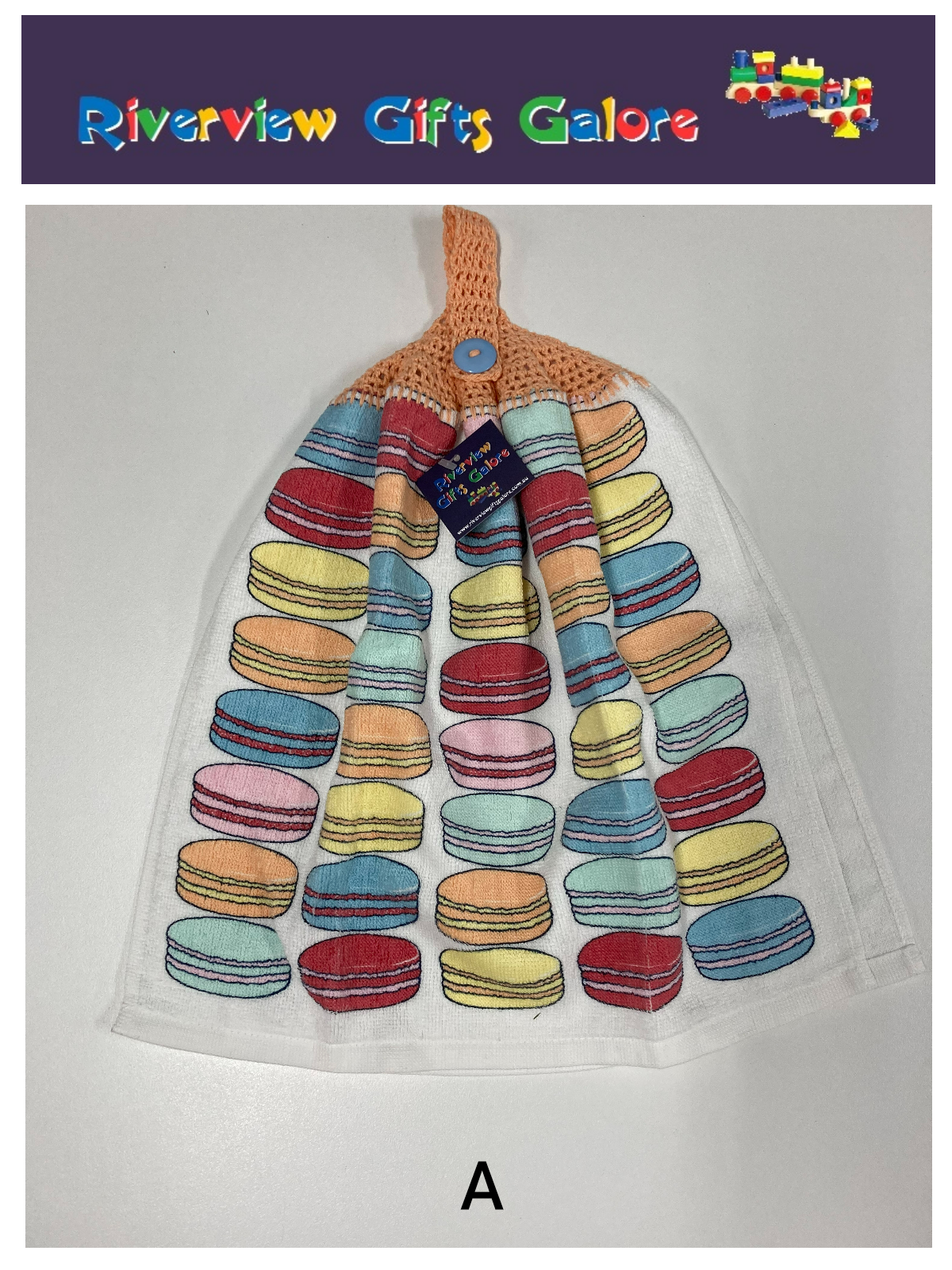 Crochet Top Hand Towel / Tea Towel (Double Thickness) - Macaroons